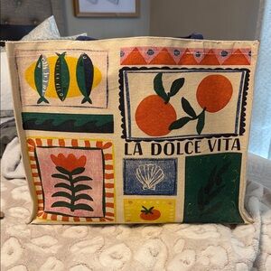 Colorful Canvas Tote Bag with Graphic Print